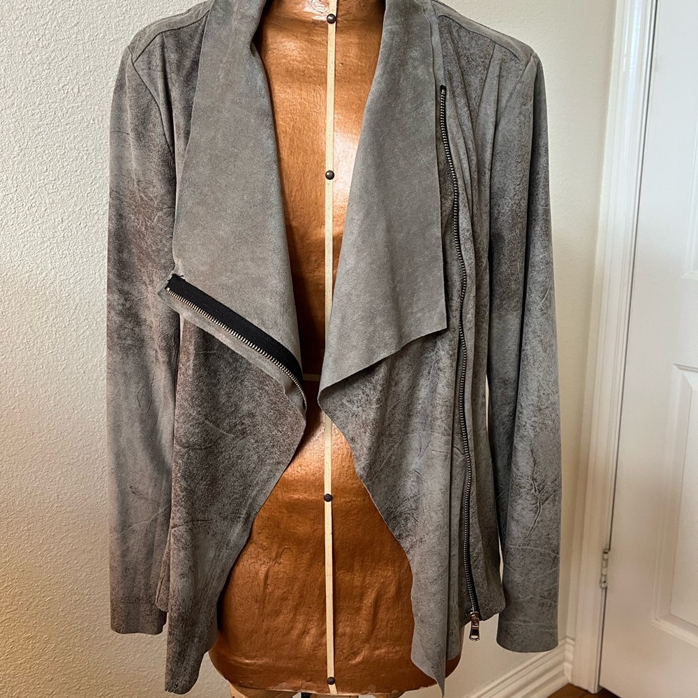 “Live a Little” Women's Dark Green Faux Suede Jacket